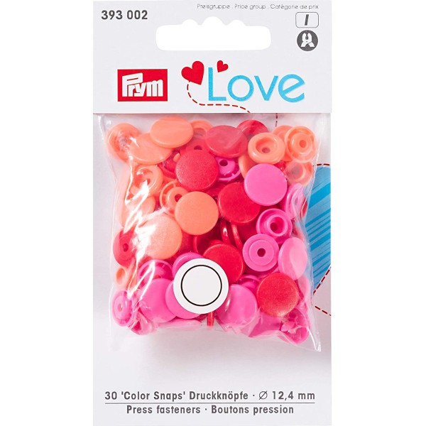 Prym Love 30 Stück Color, Color Snaps Kunststoff  Durchmesser 12,4mm rot