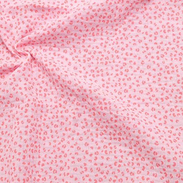 Baumwollstoff Musselin Double Gauze Mini Leopard Dots Rosa
