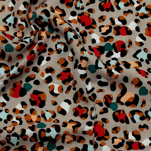 100% Viskose Modestoff Leopard Color Beige