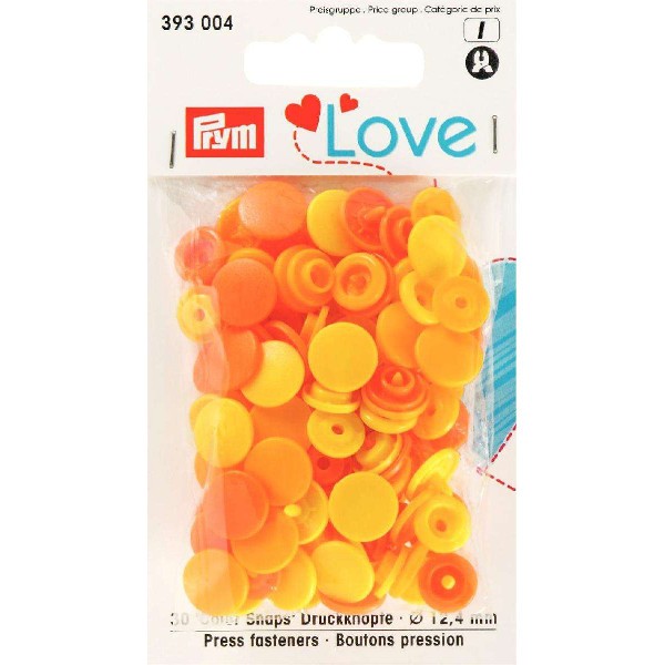 Prym Love 30 Stück Color Snaps Kunststoff Durchmesser 12,4mm gelb