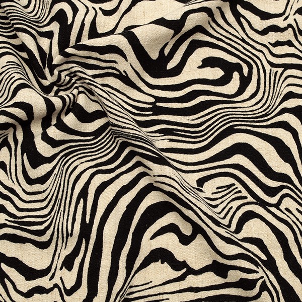 Viskose-Leinen Stoff Zebra Print Natur-Schwarz